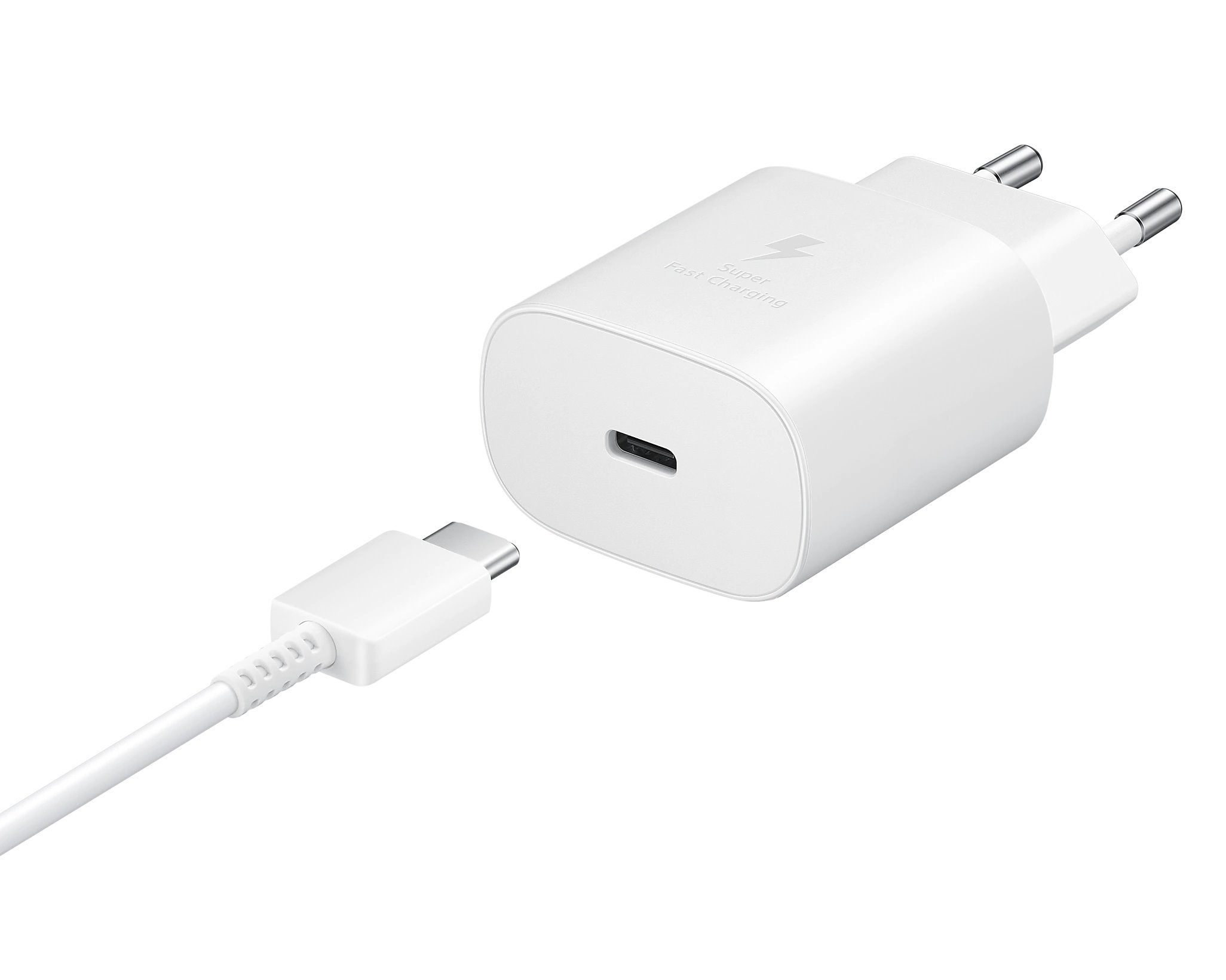 Originál síťová nabíječka Samsung EP-TA800EWE PD 25W + kabel USB-C 1m EP-DA705BWE bílá bulk