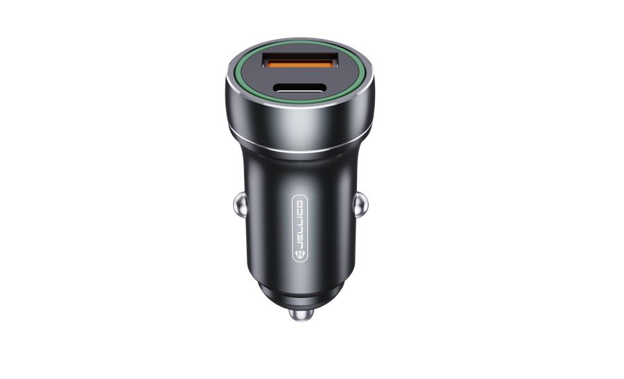 Jellico nabíječka do auta - F4 PD 20W 1x USB-C + 1x USB QC3.0 černá autonabíječka