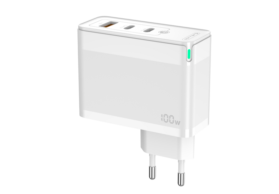 JELLICO síťová nabíječka C118 GaN PD 100W 2x USB-C + 1x USB QC3.0 bílá