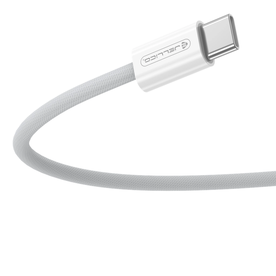 Kabel Jellico IP15 USB-C/USB-C 60W 1m nylonový oplet bílý