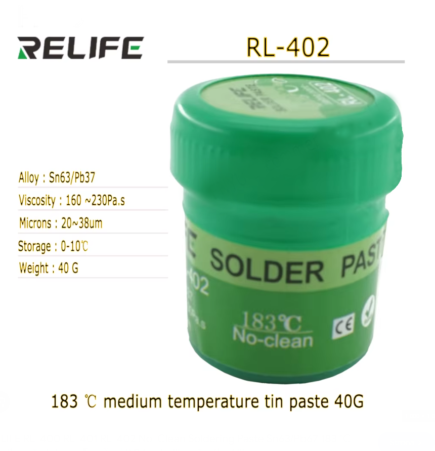 RELIFE RL-402 Olovnatá pájecí pasta s bodem tání 183°C 40g