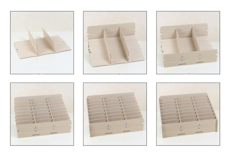 Sunshine SS-00C Dřevěný úložný box na mobilní telefony 48 ks - pro školy, servisy a obchody.