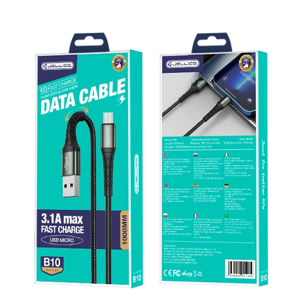 Jellico Micro USB Kabel B10 3.1A 1m černý