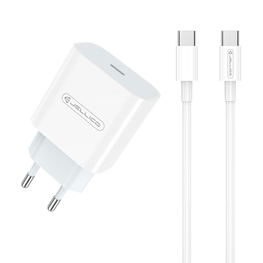 Jellico síťová nabíječka AK180 PD 20W USB-C+ kabel USB-C / USB-C bílá