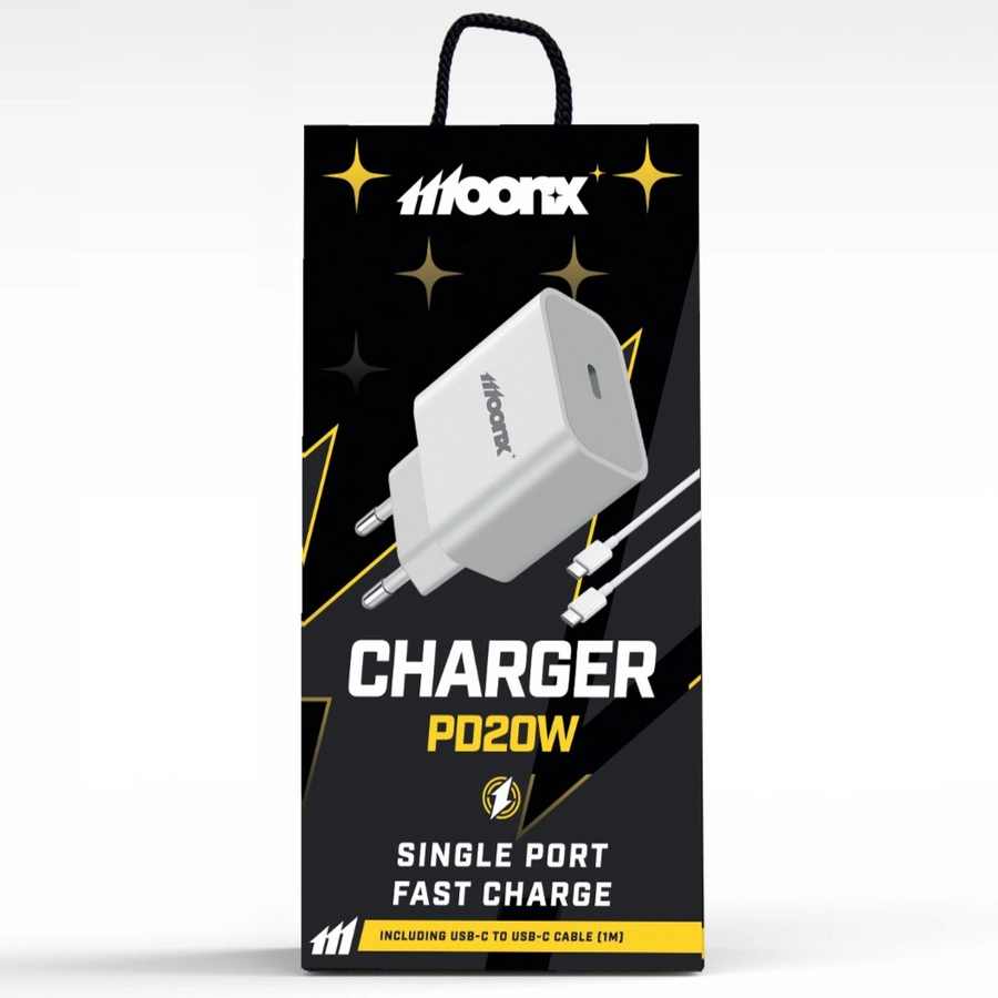 MOONX síťová nabíječka MC03 PD 20W 1xUSB-C + kabel USB-C – USB-C bílá
