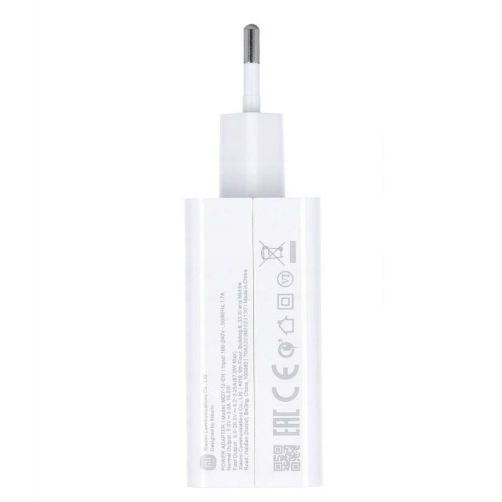 Originál síťová nabíječka Xiaomi MDY-14-EW 67W QC 3.0 bílá Bulk