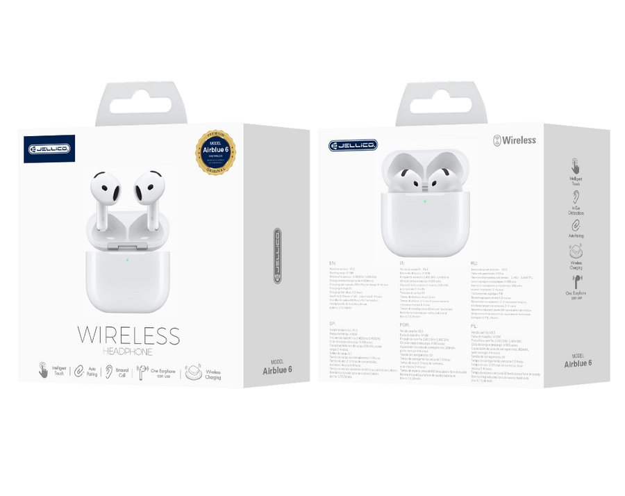 JELLICO AirBlue 6 Bezdrátová sluchátka Bluetooth 5.3 bílé