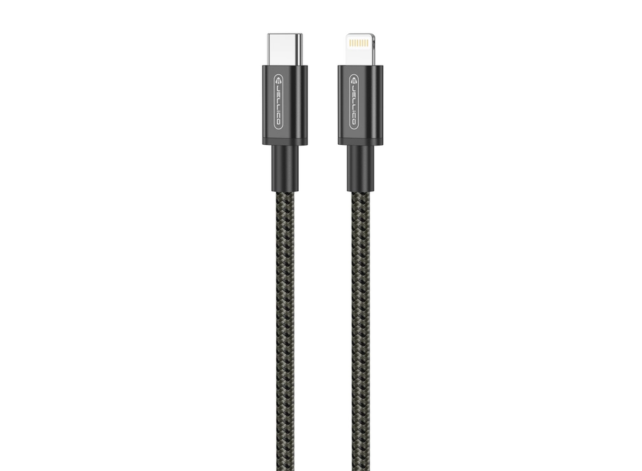 JELLICO B28 USB kabel USB-C / Lightning 30W PD černý – Odolný a výkonný kabel pro rychlé nabíjení
