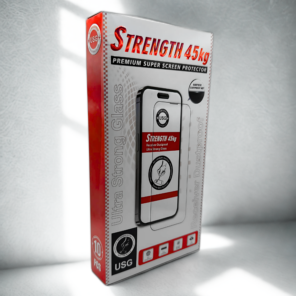 USG Ochranné tvrzené sklo iPhone 15 Pro Extrémně odolné antistatické sklo Full Cover sada 10 ks