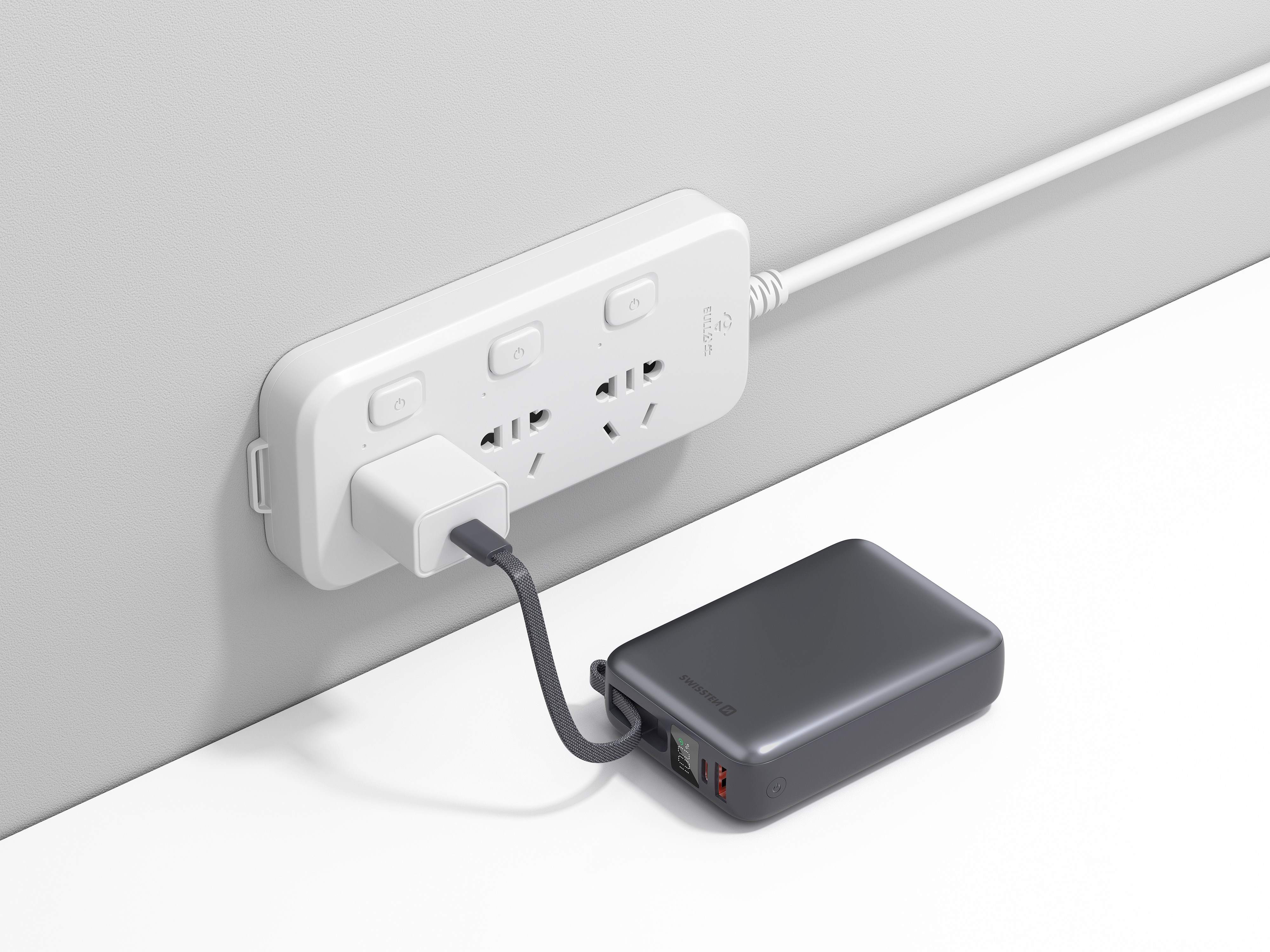 SWISSTEN Powerbanka 20 000 mAh 45W s integrovaným USB-C kabelem černá