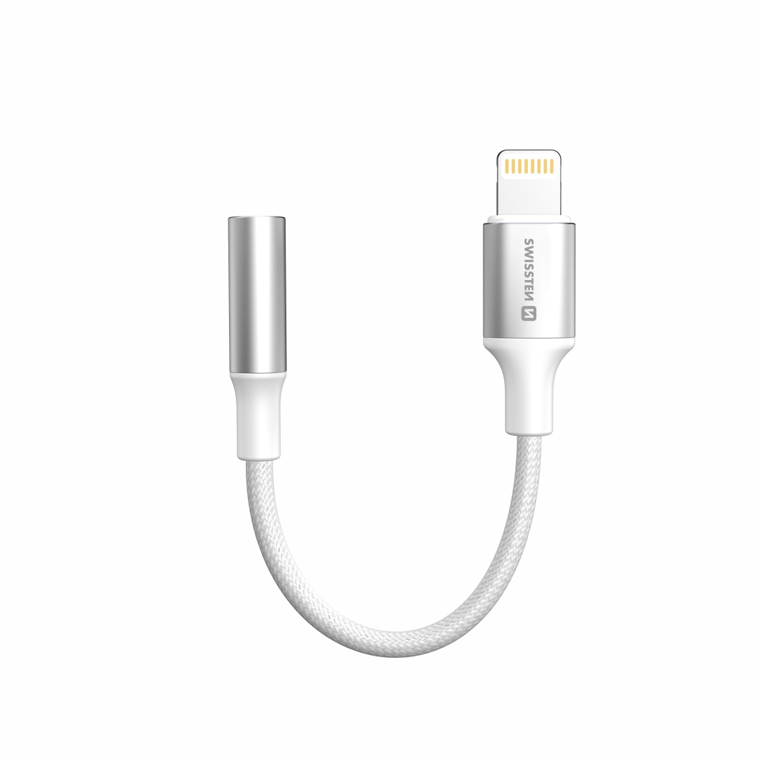 SWISSTEN AUX Audio Adaptér Lightning 3,5 mm Jack 15 cm bílý