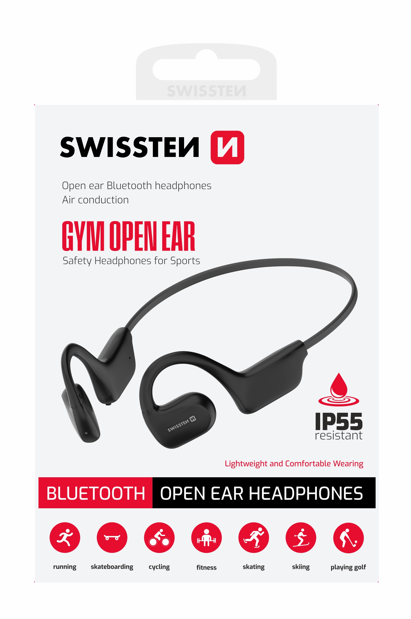 Swissten sportovní bezdrátové sluchátka Bluetooth GYM OPen Ear černé