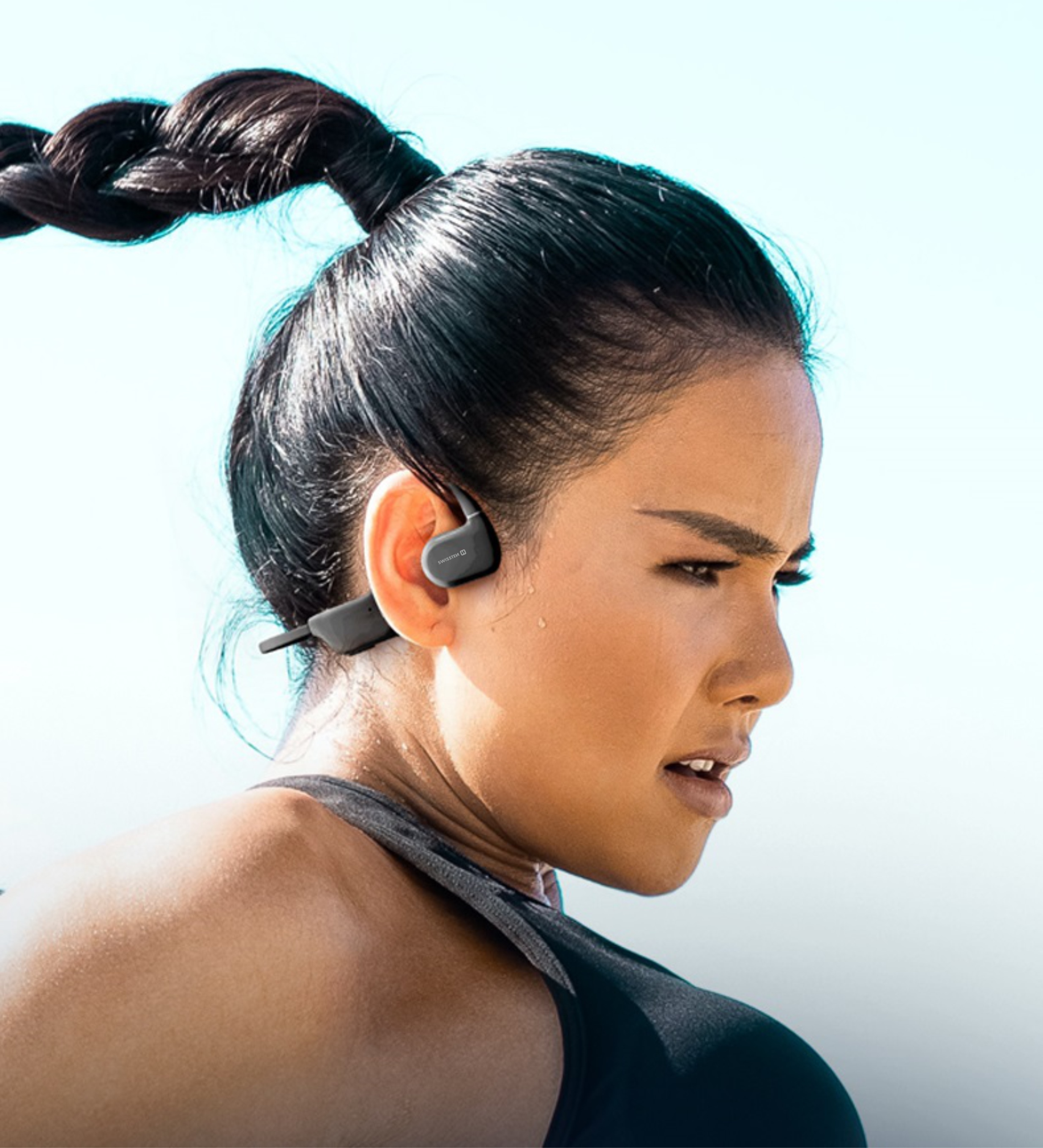 Swissten sportovní bezdrátové sluchátka Bluetooth GYM OPen Ear černé