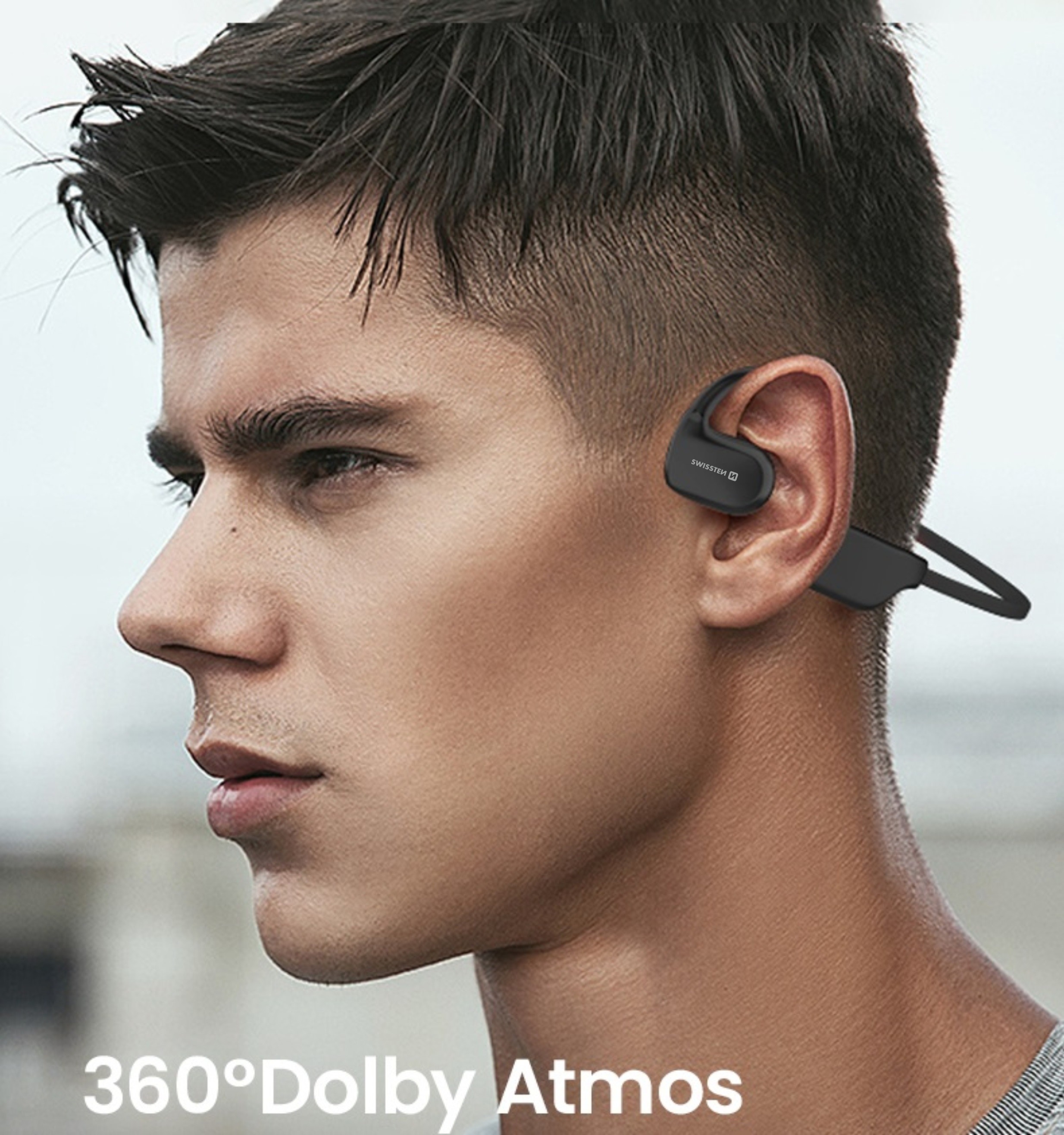 Swissten sportovní bezdrátové sluchátka Bluetooth GYM OPen Ear černé