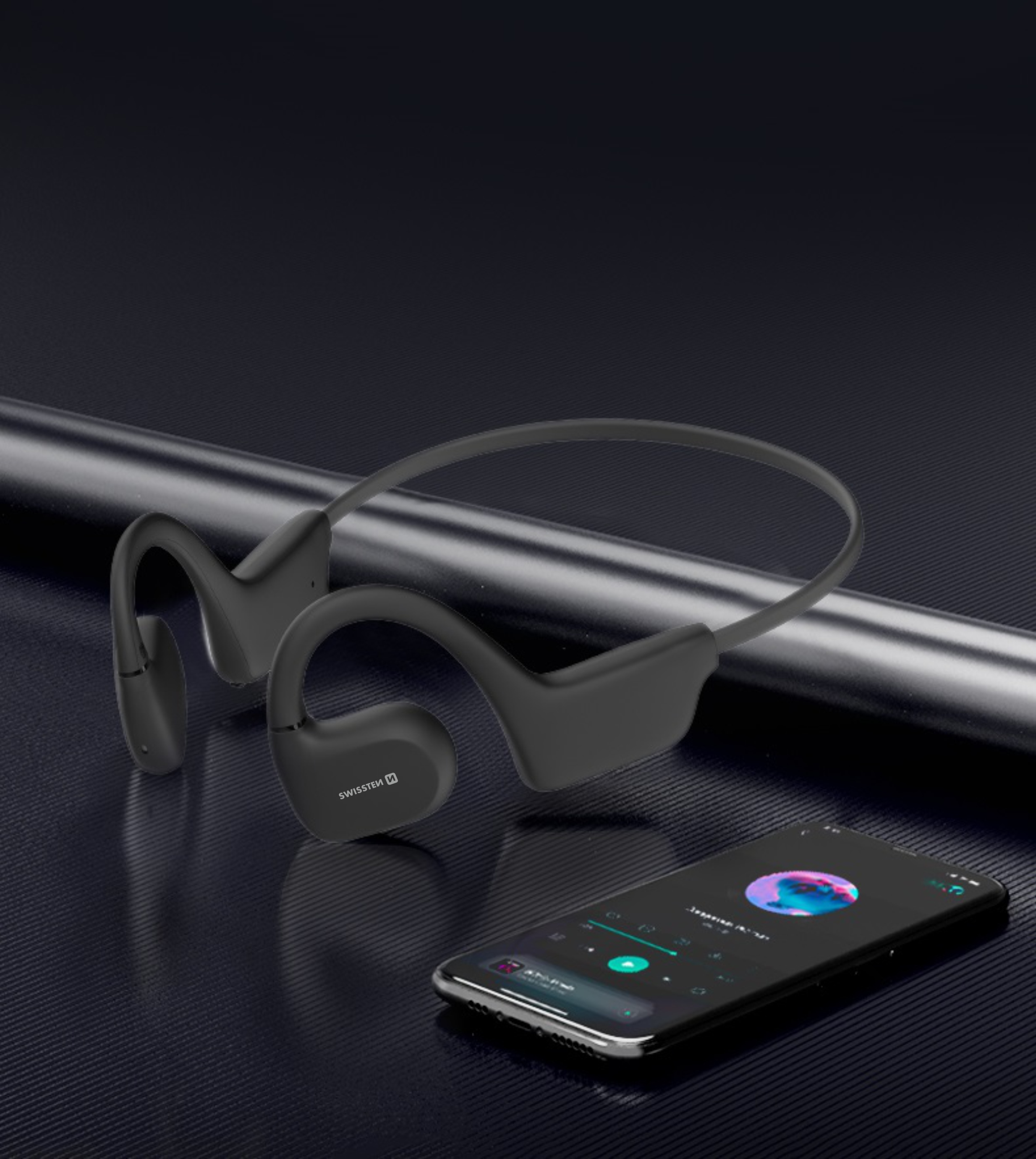 Swissten sportovní bezdrátové sluchátka Bluetooth GYM OPen Ear černé