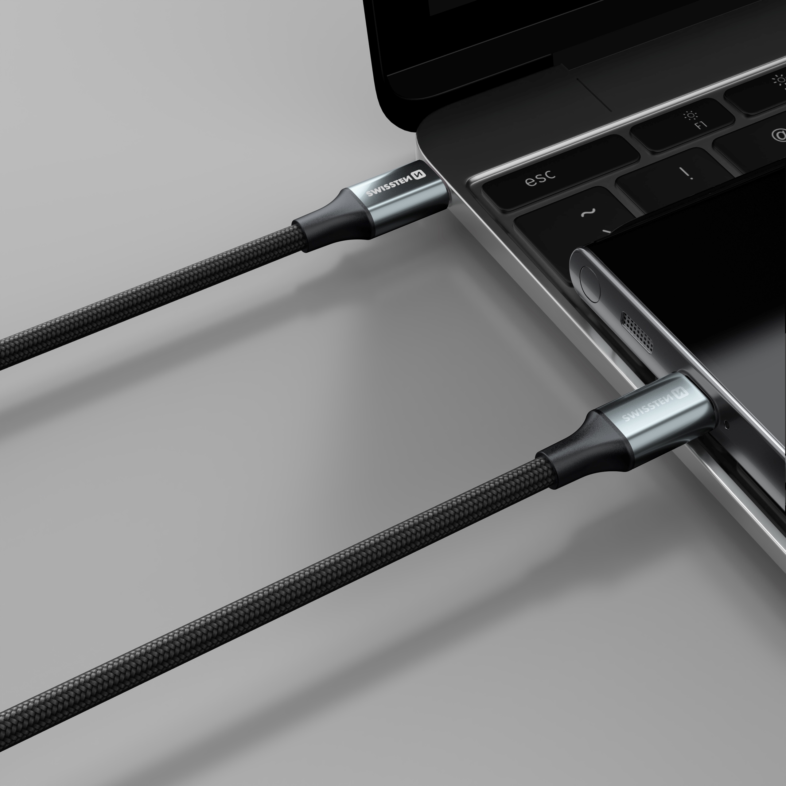 Swissten USB kabel USB-C - USB-C 3A 60W 1,5m Textile II černý