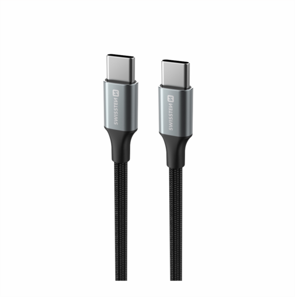 Swissten USB kabel USB-C - USB-C 3A 60W 1,5m Textile II černý