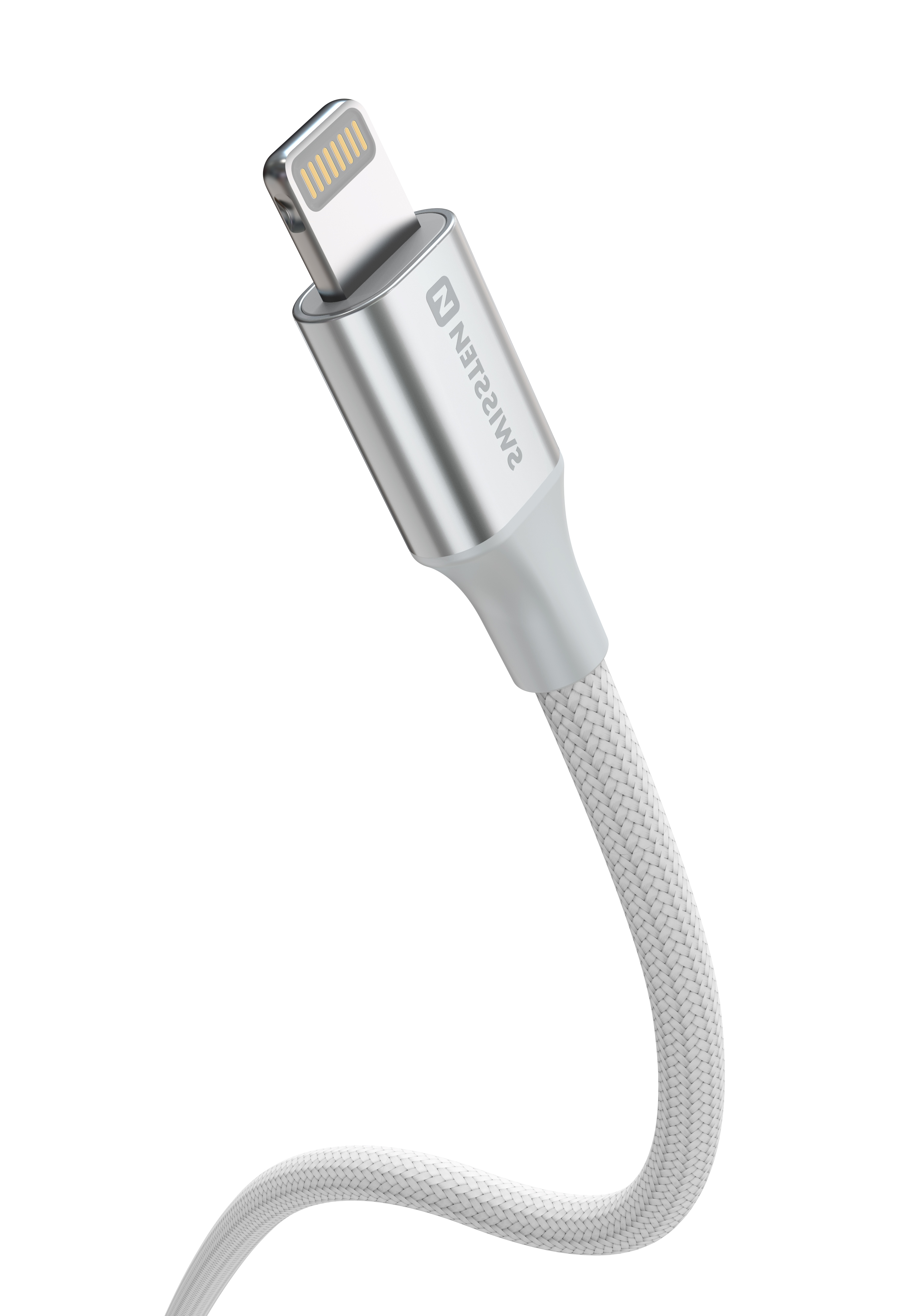 Swissten USB Kabel USB-C - Lightning 3A 30W 1,5 m Opletený Textile II bílý