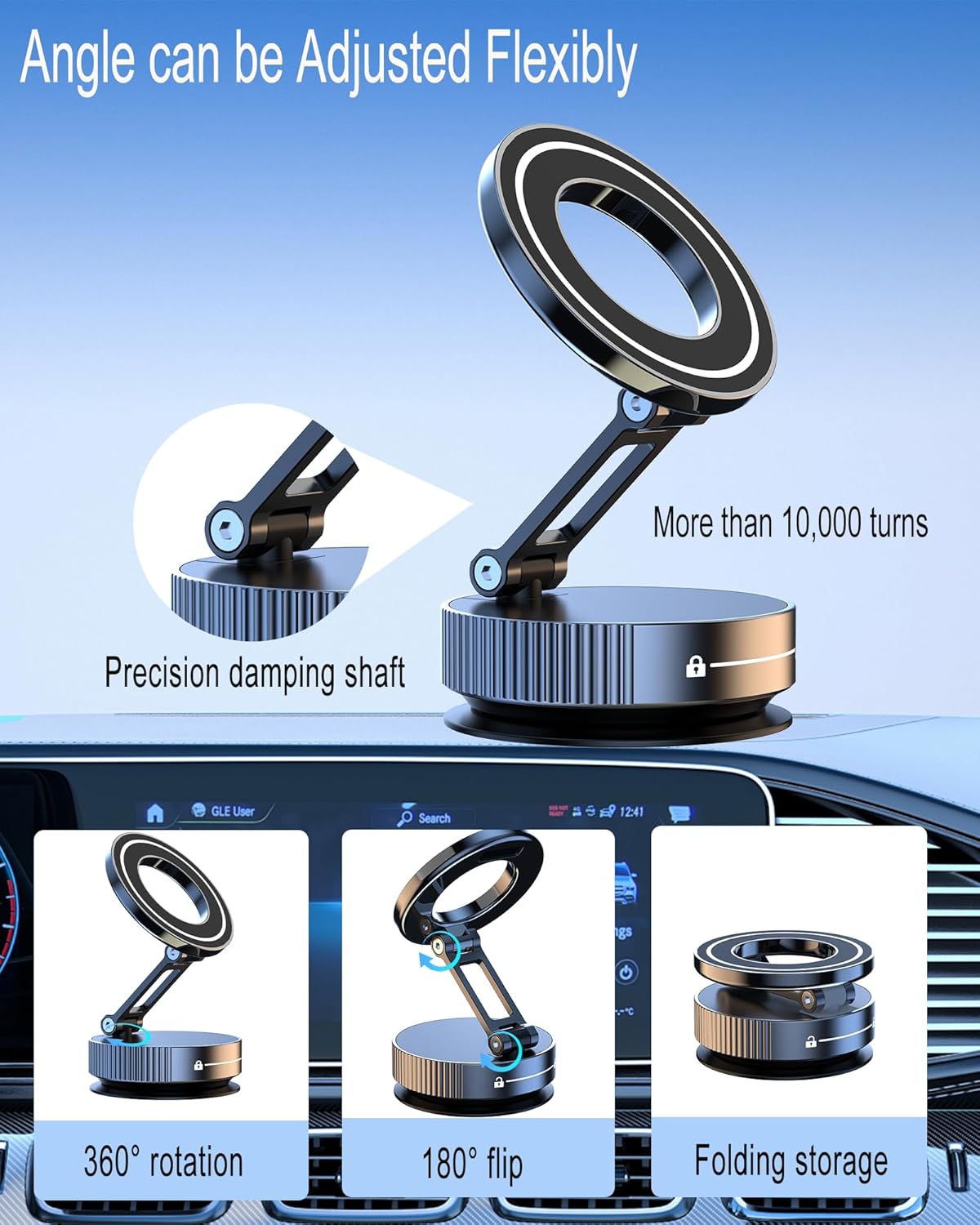 MagSafe K11 Otočný magnetický držák s přísavkou Full Metal 360°