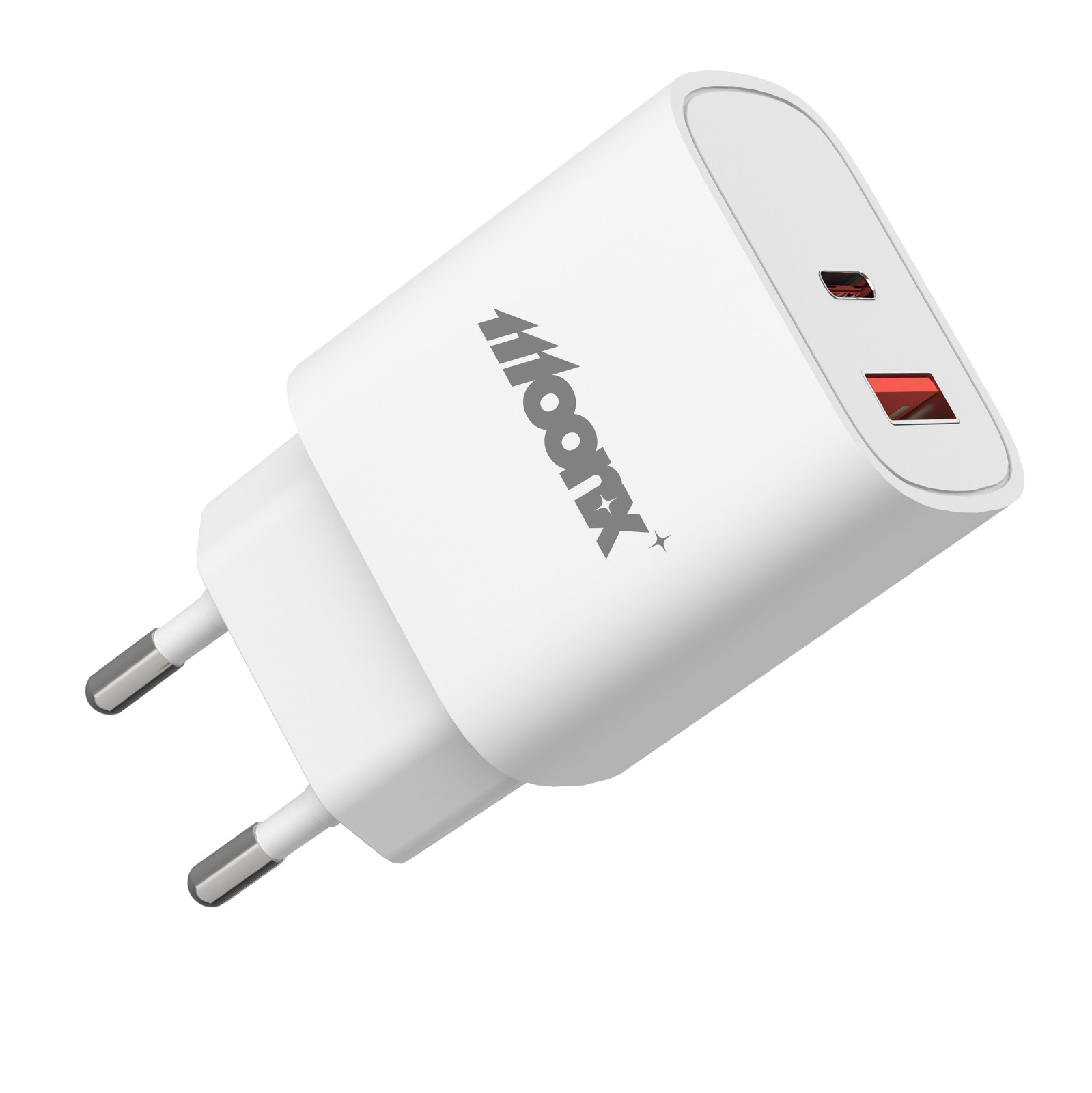 MOONX MC07 síťová nabíječka 1xUSB-C + 1xUSB QC3.0 bílá PD 33W