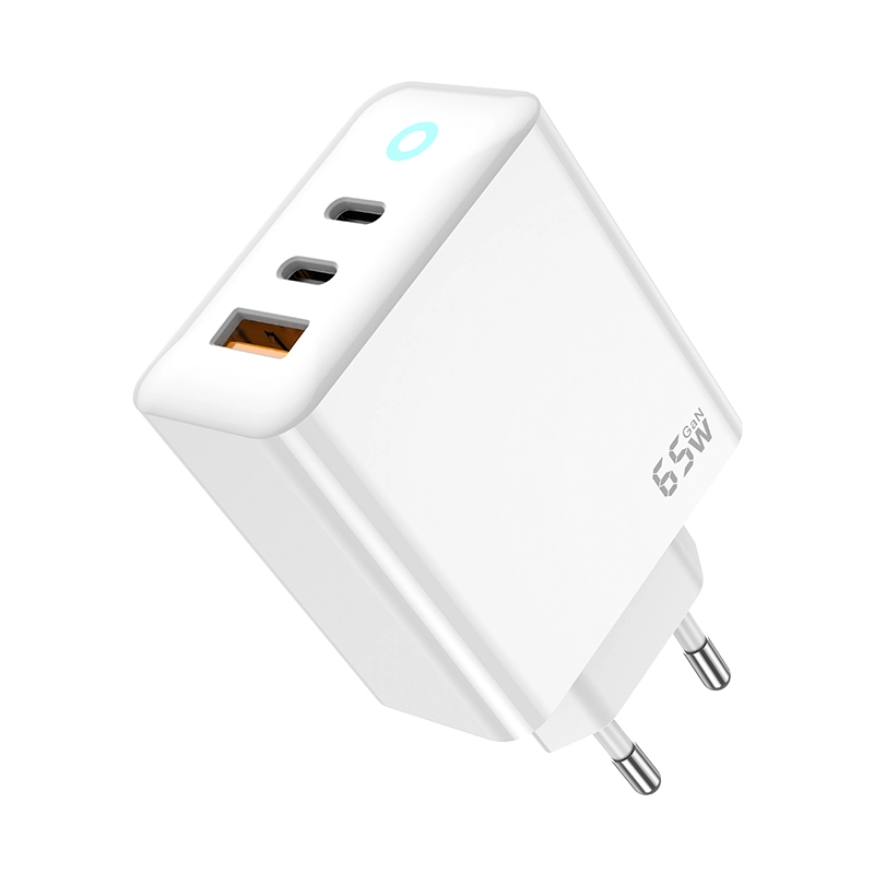 Jellico síťová nabíječka nabíječka EU20 GaN PD 65W 2xUSB-C + 1xUSB QC3.0 bílá