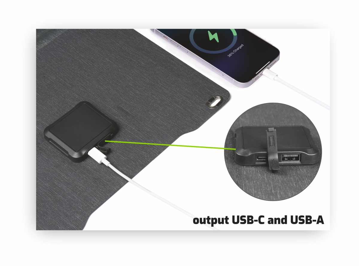 Swissten skládací solární panel 22W USB-A + USB-C