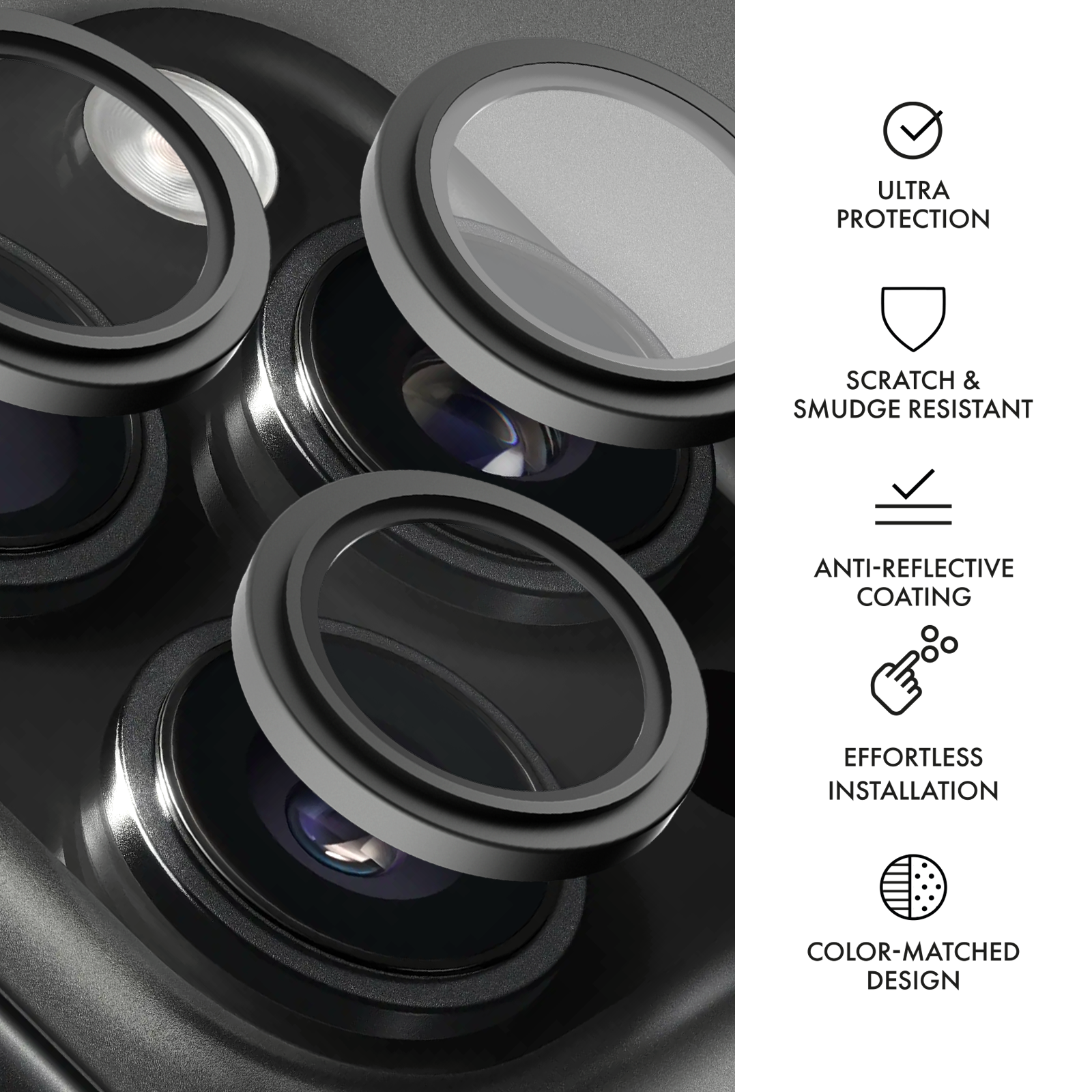 Hammer Glass – ochranné sklo na fotoaparát Lens Protector iPhone 16 Pro - iPhone 16 Pro Max