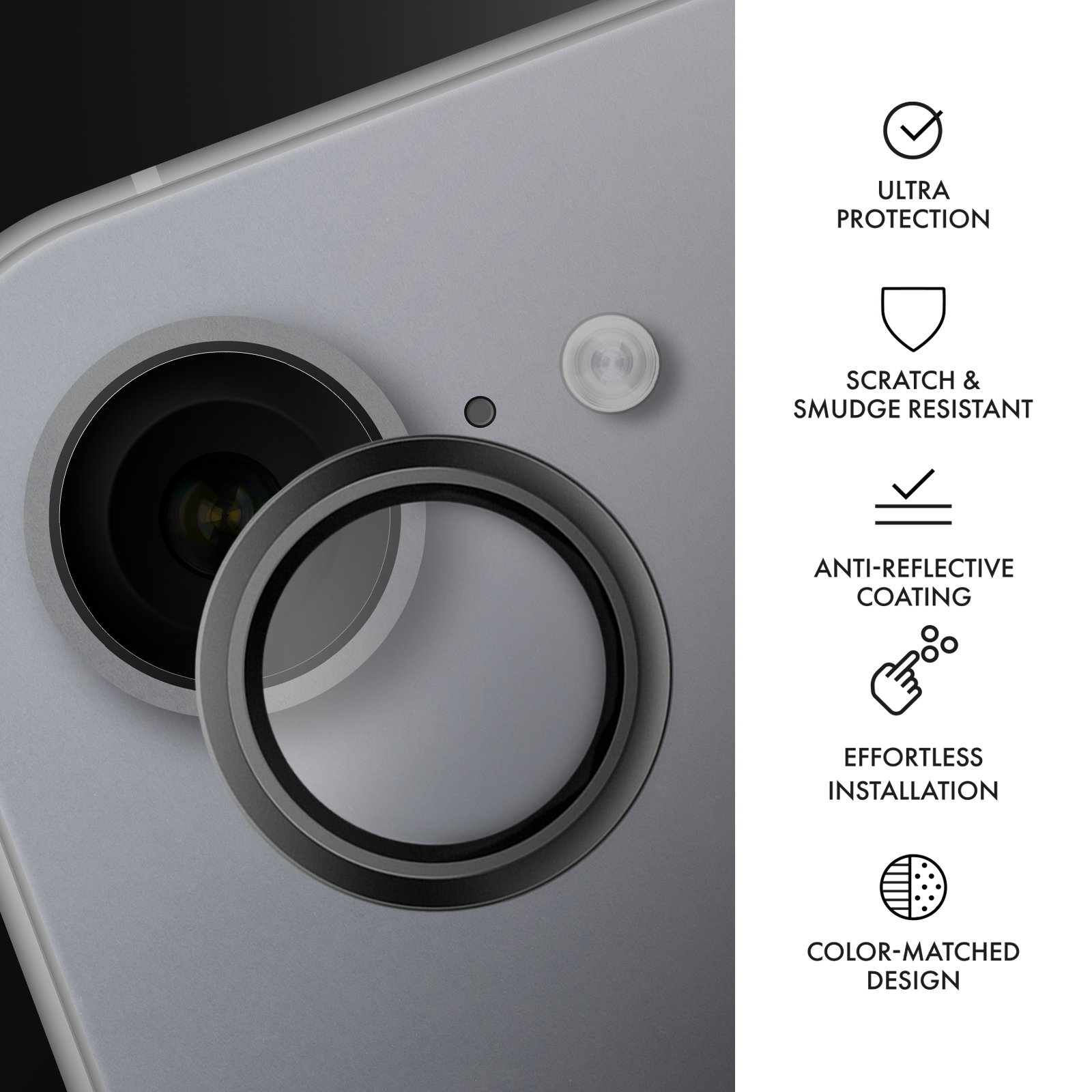 HAMMER GLASS Ochranné sklo na fotoaparát pro iPhone 16e černé
