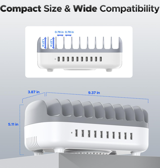 Orico DUK-10P-V1 Inteligentní nabíjecí stanice 10x USB-A 120W bílá