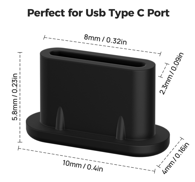 Silikonová záslepka konektoru nabíjení portu USB-C 10 kusů