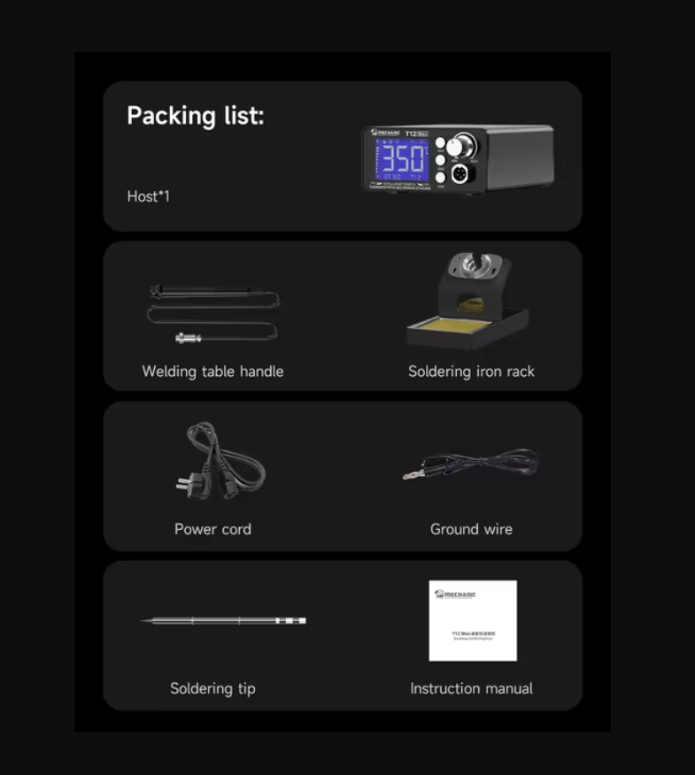 MECHANIC T12 Max inteligentní digitální termostatická pájecí stanice