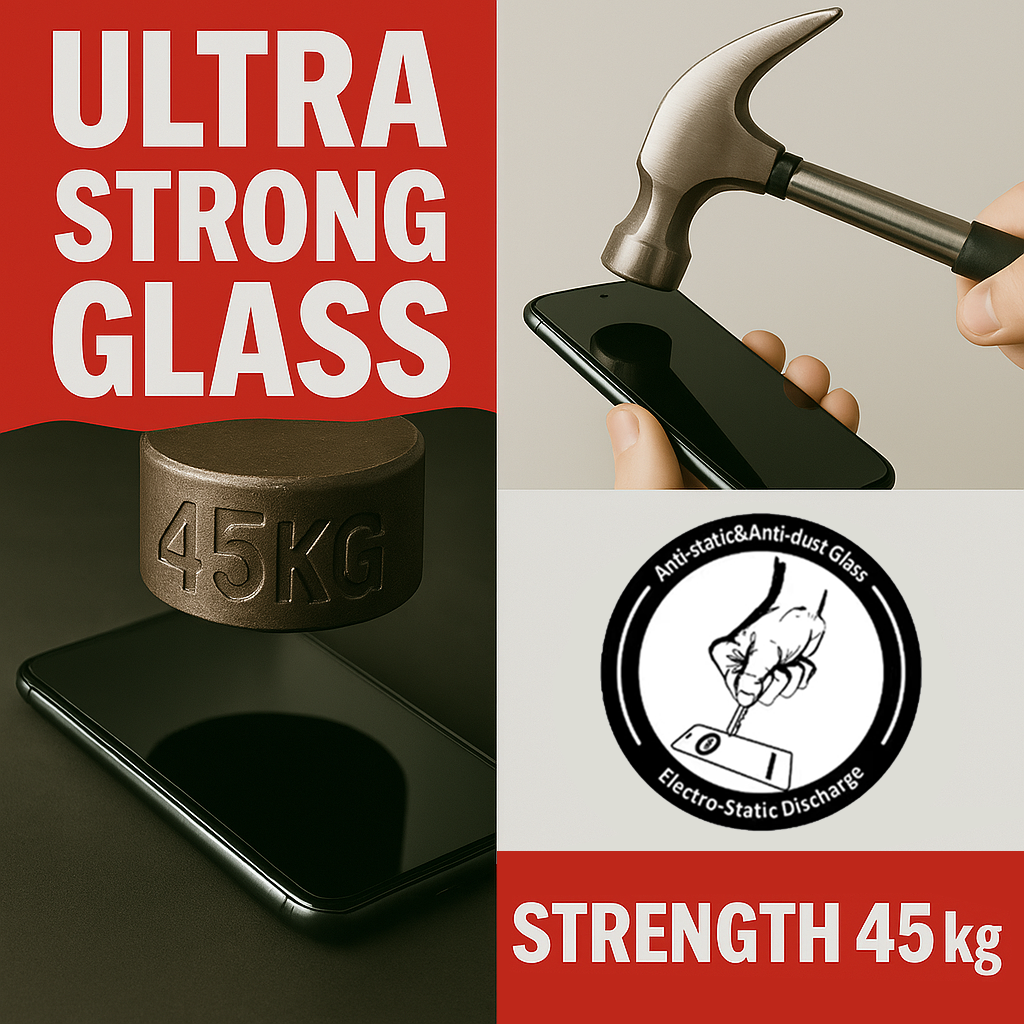 USG Ultraodolné antistatické tvrzené sklo iPhone 17 Pro Max s celoplošným lepením lepidlem 10 ks