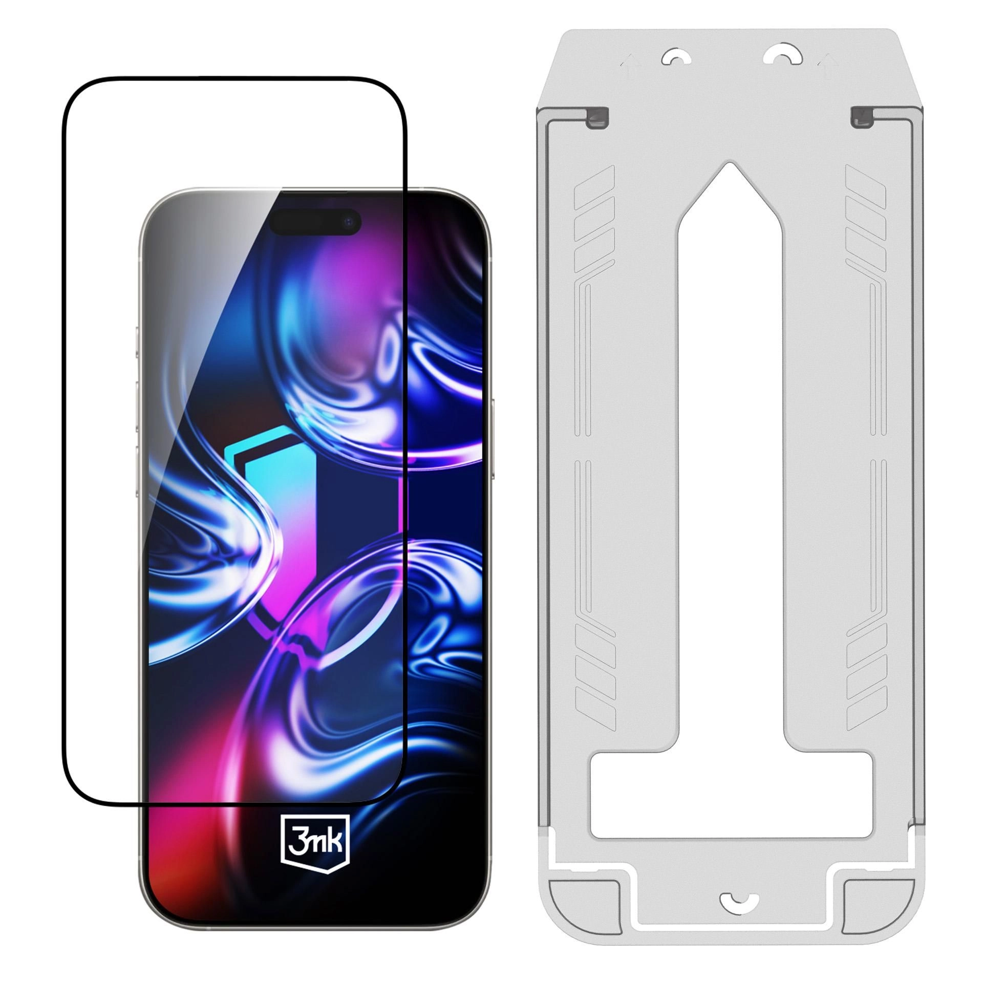 3MK Ochranné tvrzené sklo iPhone 16 Pro - iPhone 17 HardGlass Max s aplikátorem