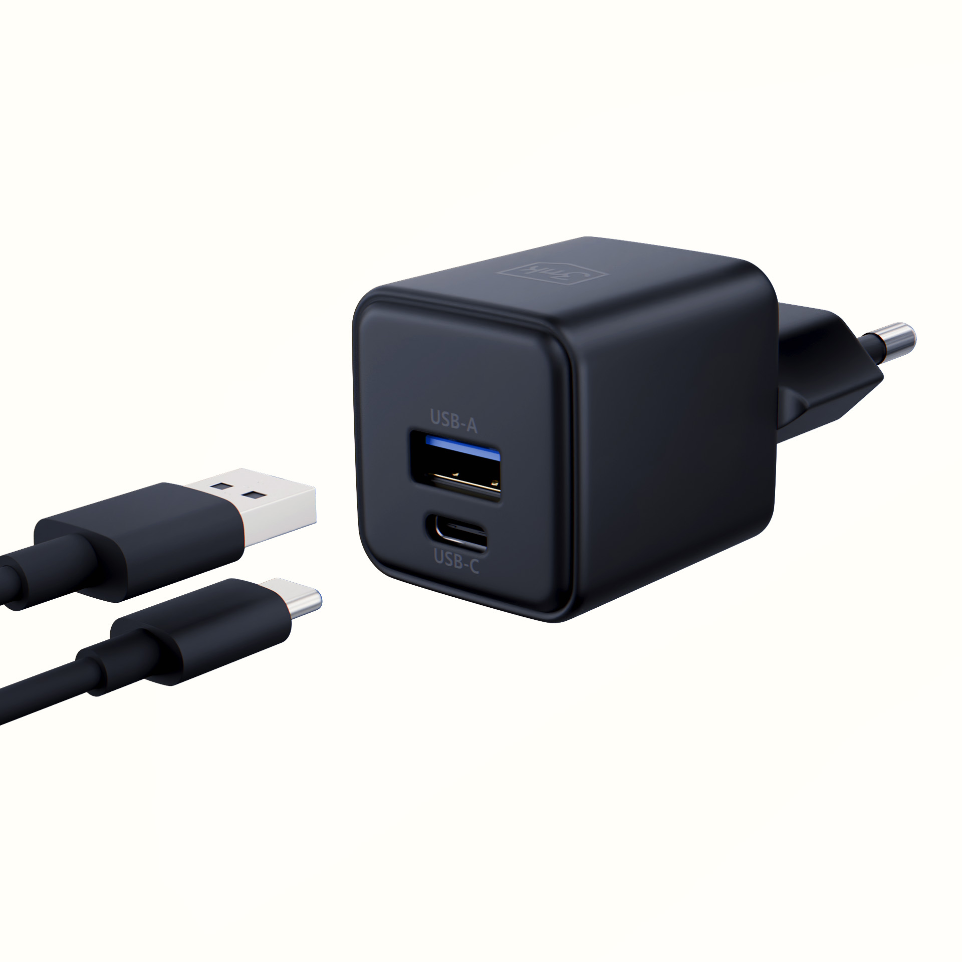 3MK síťová nabíječka Hyper GaN PD QC 4.0 PPS USB-C + USB-A černá
