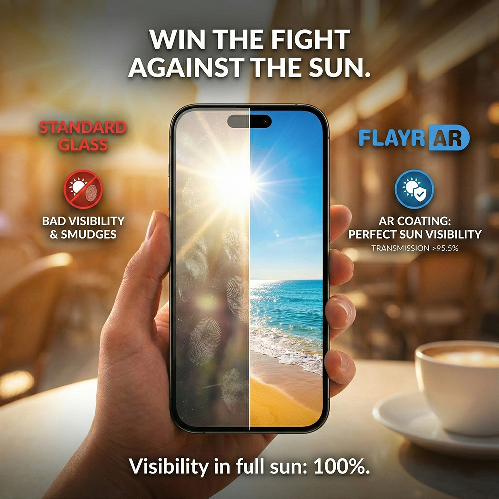 FlayrAR Antireflexní tvrzené sklo iPhone 17 Full Glue 0,55 mm sada 10 ks
