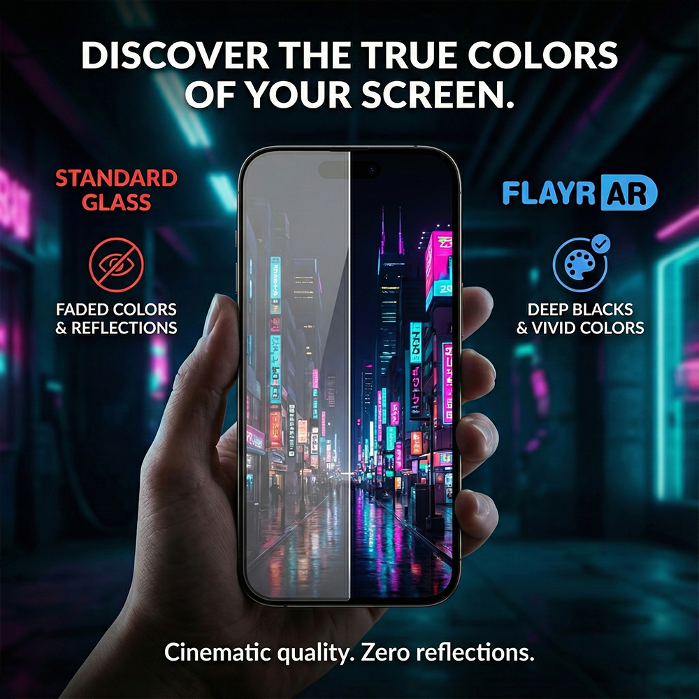 FlayrAR Antireflexní tvrzené sklo iPhone 17 Pro Full Glue 0,55 mm sada 10 ks