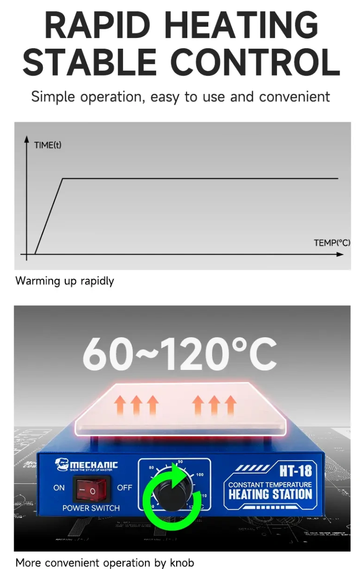 MECHANIC HT-18 inteligentní topná deska pro separaci LCD displejů