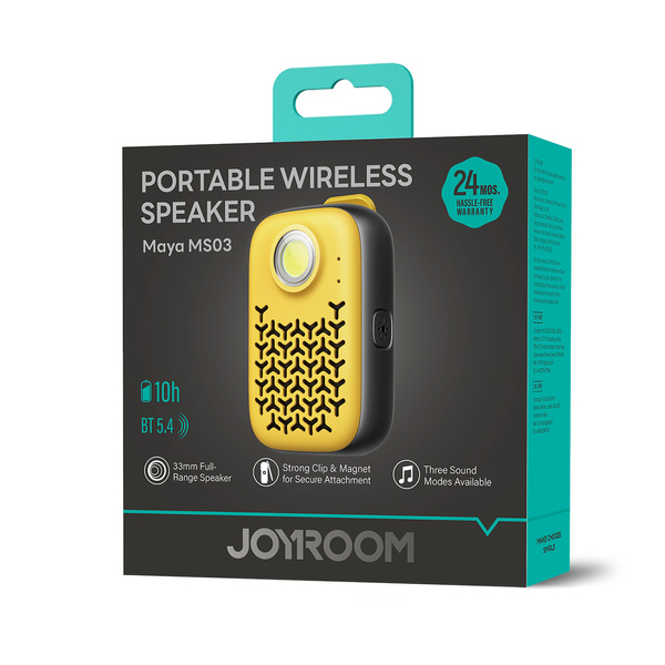 Joyroom Maya JR-MS03 malý přenosný bezdrátový Bluetooth reproduktor s LED svítilnou IP67 žlutý