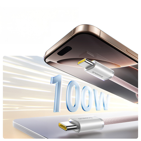 Baseus Dynamic 4 Pro magnetický kabel USB-C - USB-C 100W 1 m růžový