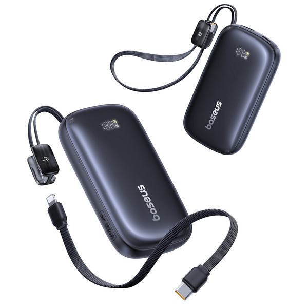 Baseus EnerFill FC21 powerbanka 10 000 mAh 22,5 W s LCD a odpojitelným kabelem černá