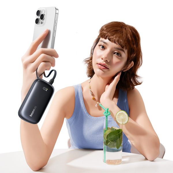 Baseus EnerFill FC21 powerbanka 10 000 mAh 45 W s LCD a odpojitelným kabelem černá