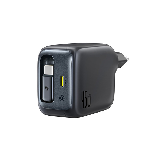 Baseus EnerCore CJ11 síťová nabíječka USB-C + navíjecí kabel USB-C 45W černa
