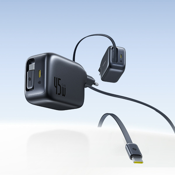 Baseus EnerCore CJ11 síťová nabíječka USB-C + navíjecí kabel USB-C 45W černa