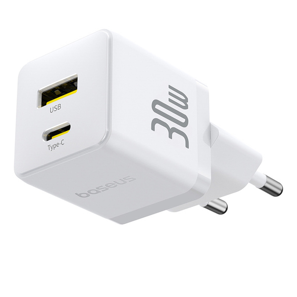 Baseus Palm 30W síťová nabíječka USB-C + USB-A bílá