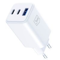3mk Síťová nabíječka 65W – Hyper GaN Charger PD QC 4.0 PPS 2× USB-C + USB-A bílá