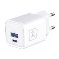 3mk Síťová nabíječka 33W – Hyper GaN Charger PD QC 4.0 PPS USB-C + USB-A bílá
