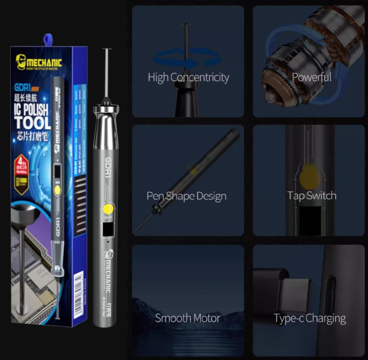MECHANIC GDR2 precizní bezdrátová elektrická minibruska pro servis a telefonů a elektroniky