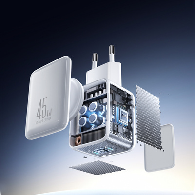 Joyroom JR-TCL05 GaN síťová nabíječka 45 W 2x USB-C s integrovaným organizérem na kabel