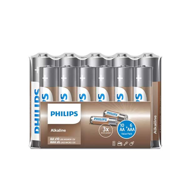 Philips Alkaline sada baterií AA LR6 + AAA LR03 LR036A16F/10 16 ks - 10× AA - 6× AAA LR036A16F/10