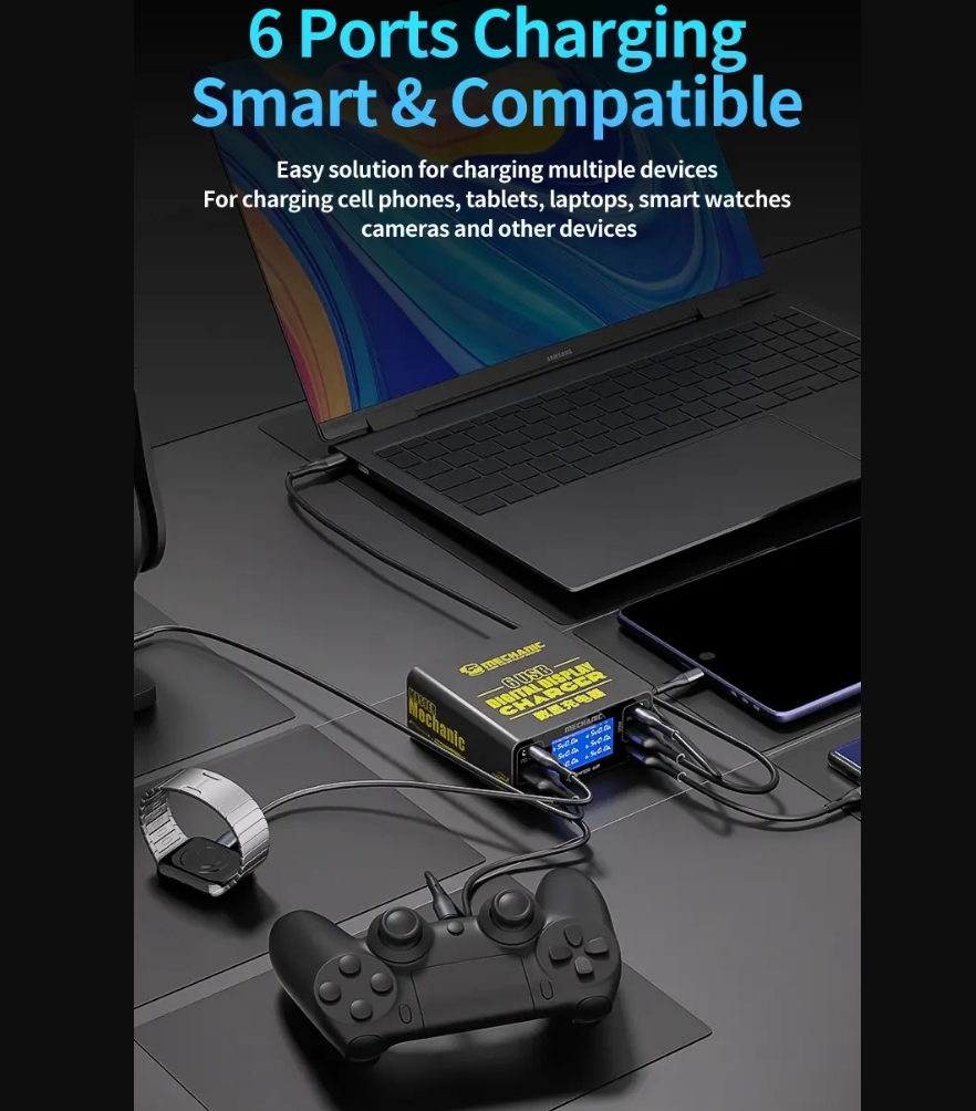 MECHANIC F-Power 6P inteligentní nabíjecí stanice USB 87 W pro GSM servisy